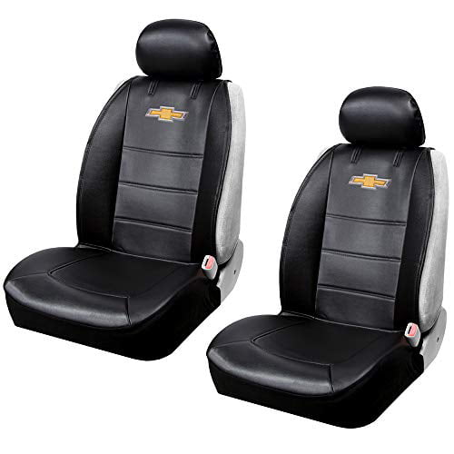 Plasticolor 008599R01 One Pair Seat Covers Logo Premium 3 Piece Sideless Car Truck or SUV Seatcover with Cargo Pocket Compatible with Chevrolet 